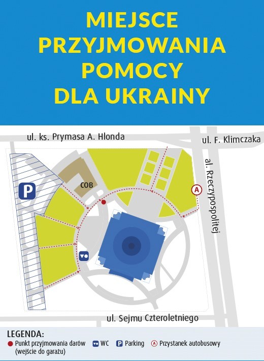 Mapka Miejsce zbiórki pomocy dla Ukrainy