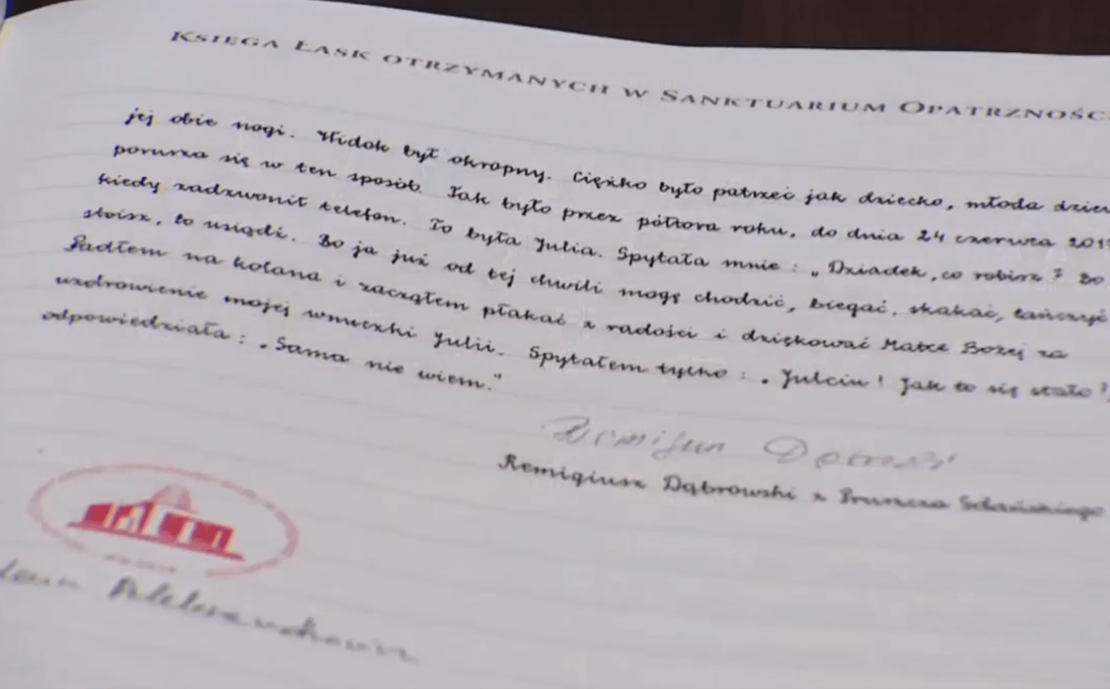 Księga Łask Sanktuarium Opatrzności Bożej