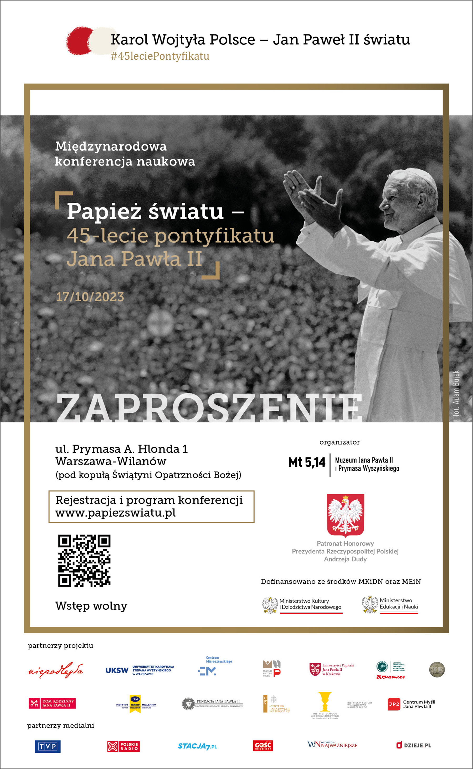 Zaproszenie_Konferencja Papież światu. 45 lat pontyfikatu Jana Pawła II