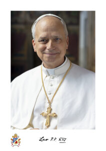 Portret papieża Leona XIV z jego podpisem